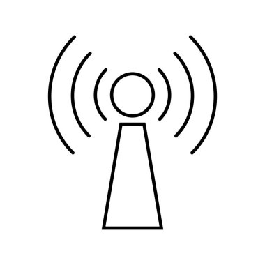 Radyo kule bilgilendirme işareti. Hücresel radyo dalgası simgesi. Düzenlenebilir vektör.