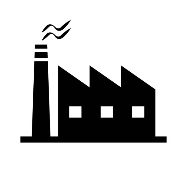 煙突の塔と工場シルエットのアイコン 製造業 編集可能なベクトル — ストックベクタ