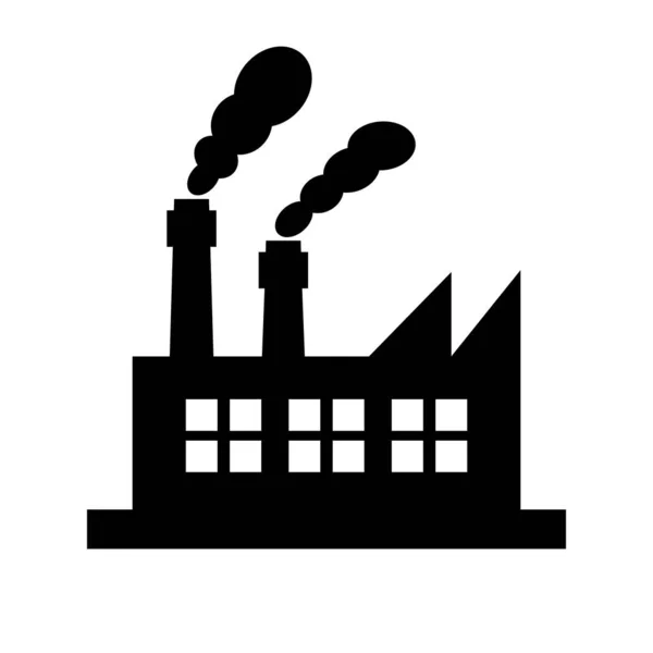 工厂和排放的烟雾轮廓图标 可编辑矢量 — 图库矢量图片