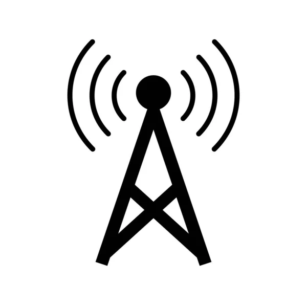 Ícone Silhueta Torre Comunicação Simples Estação Rádio Base Celular Vetor — Vetor de Stock