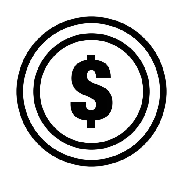 Ronde Dollar Munt Pictogram Dollar Valuta Bewerkbare Vector — Stockvector