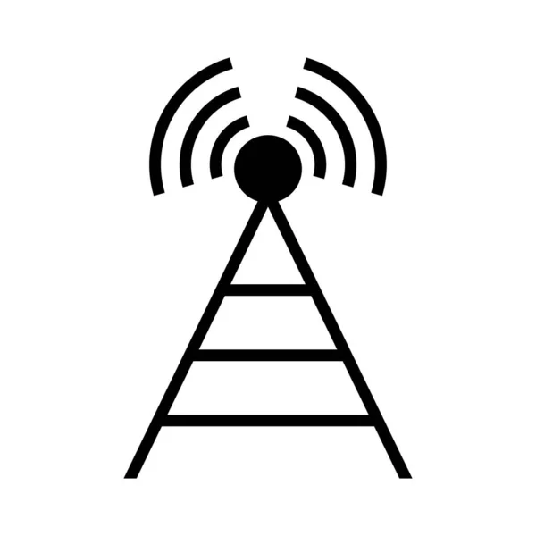 Torre Rádio Ondas Rádio Que Transmitem Vetor Editável — Vetor de Stock