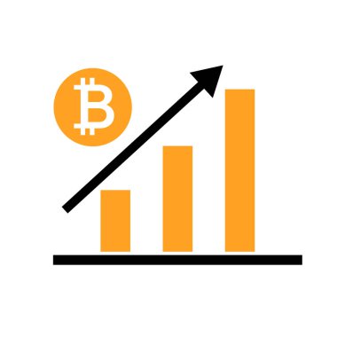 Artan fiyatlı Bitcoin grafik simgesi. Düzenlenebilir vektör.