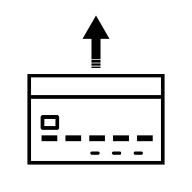 Kart yerleştirme simgesi. Kart ve ok. Düzenlenebilir vektör.