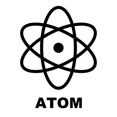 Atom ve Atom Logosu. Düzenlenebilir vektör.