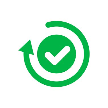 Döndürülmüş ok ve işaretleme simgesi. Karar. Düzenlenebilir vektör.