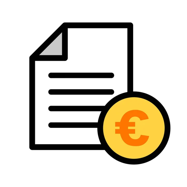 Euromünze Und Rechnungslegungsdokument Editierbarer Vektor — Stockvektor