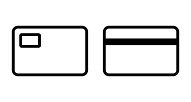 Ön ve arka kredi kartı ikonu. Düzenlenebilir vektör.