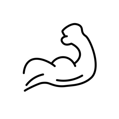 Basit bir kas ikonu. Üst kol kasları. Kas antrenmanı. Düzenlenebilir vektör.