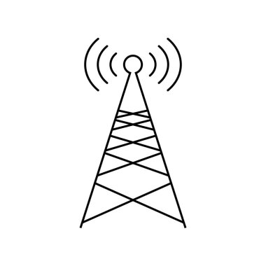 Radyo kulesi sembolü. Cep telefonu taşıyıcı simgesi. Düzenlenebilir vektör.