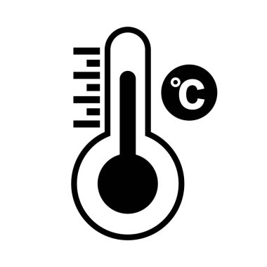 Celsius derece termometre siluet ikonu. Düzenlenebilir vektör.