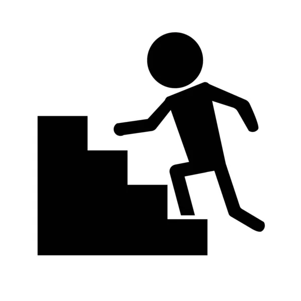 階段のシルエットのアイコンを登る人 編集可能なベクトル — ストックベクタ