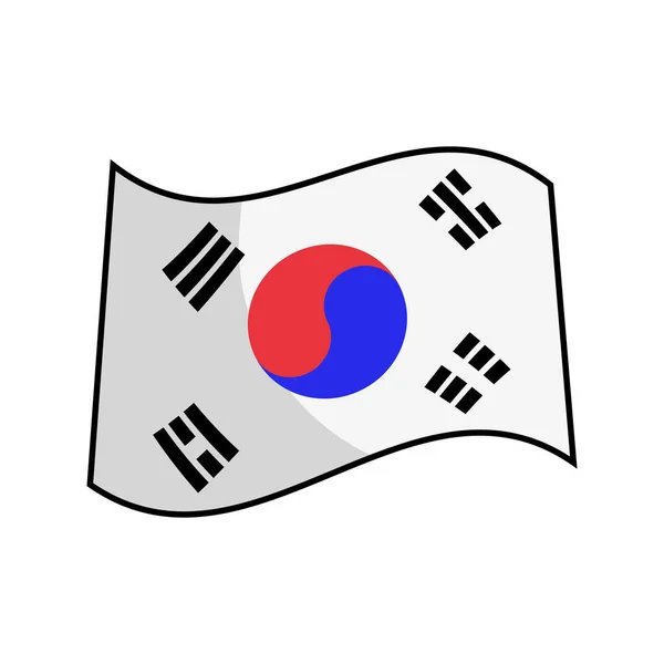 韓国の国旗のアイコンをなびかせフラットデザイン 編集可能なベクトル — ストックベクタ