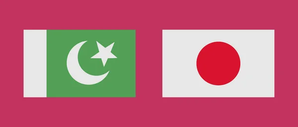 Ikona Pákistánské Japonské Vlajky Nastavena Upravitelný Vektor — Stockový vektor