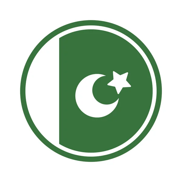 平面设计圆巴基斯坦国旗图标 巴基斯坦 可编辑矢量 — 图库矢量图片