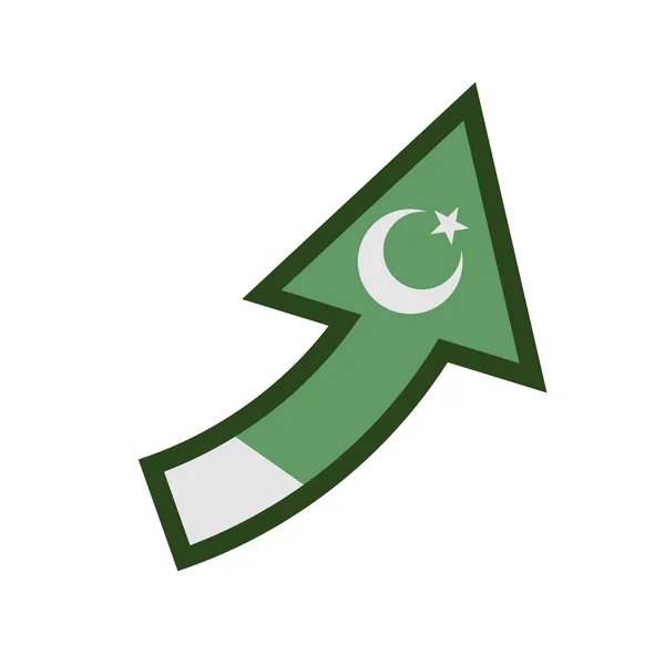 向上箭头形状的巴基斯坦国旗图标 可编辑矢量 — 图库矢量图片