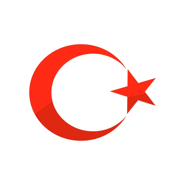 Turkse Vlag Maan Ster Icoon Bewerkbare Vector — Stockvector