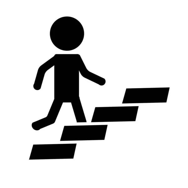 Gente Subiendo Escaleras Silueta Icono Vector Editable — Vector de stock