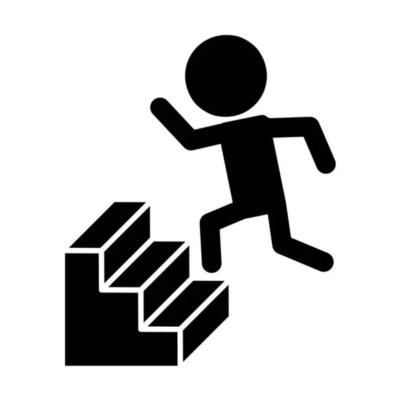 Gente Corriendo Por Las Escaleras Silueta Icono Vector Editable — Archivo Imágenes Vectoriales