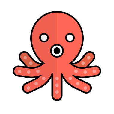 Düz dizayn ahtapot ikonu. Düzenlenebilir vektör.