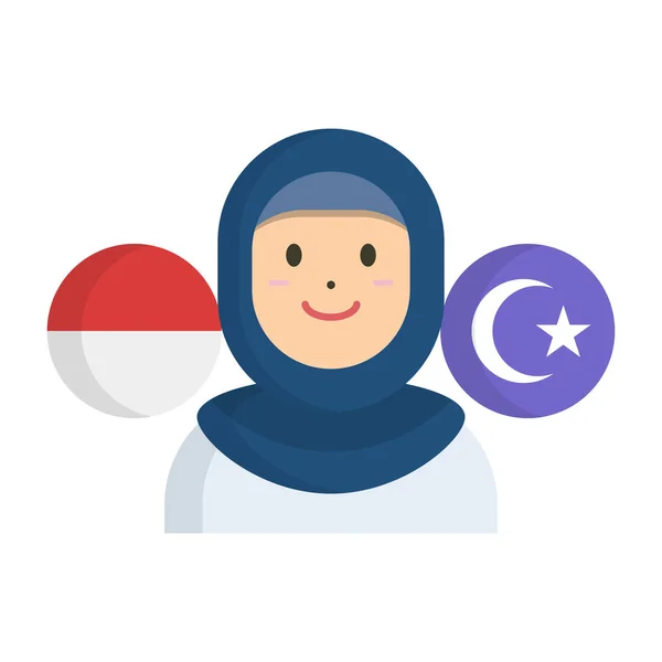 Indonesische Moslimvrouwen Icoon Bewerkbare Vector — Stockvector
