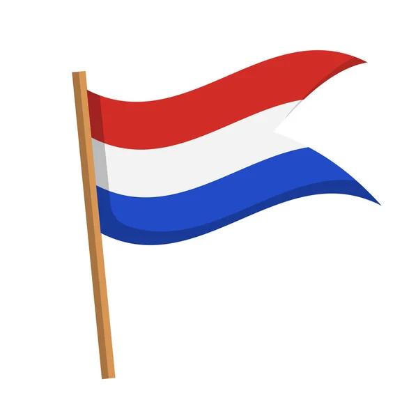 Ikon Bendera Belanda Dengan Tiang Kayu Bendera Belanda Vektor Yang - Stok Vektor