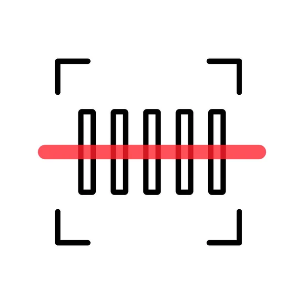 Icône Numérisation Code Capteur Rouge Vecteur Modifiable — Image vectorielle