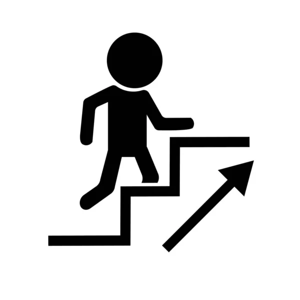 Persona Subiendo Escaleras Icono Flecha Para Dirección Movimiento Vector Editable — Vector de stock