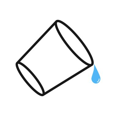 Cam bardak ve su damlası. Düzenlenebilir vektör.