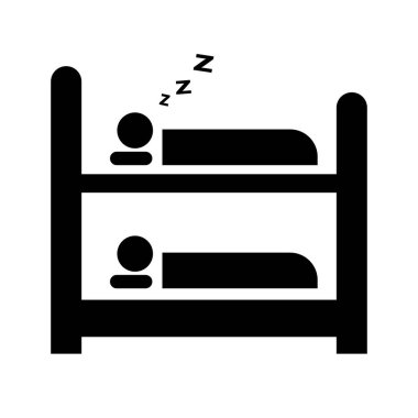 Yatakhane yatak silueti ikonu. Düzenlenebilir vektör.