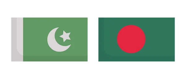 Płaska Konstrukcja Pakistańskie Bangladeshi Flagi Zestaw Ikon Wektor Edytowalny — Wektor stockowy