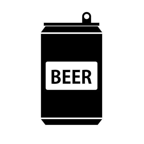 Cerveja Pode Ícone Silhueta Álcool Vetor Editável — Vetor de Stock