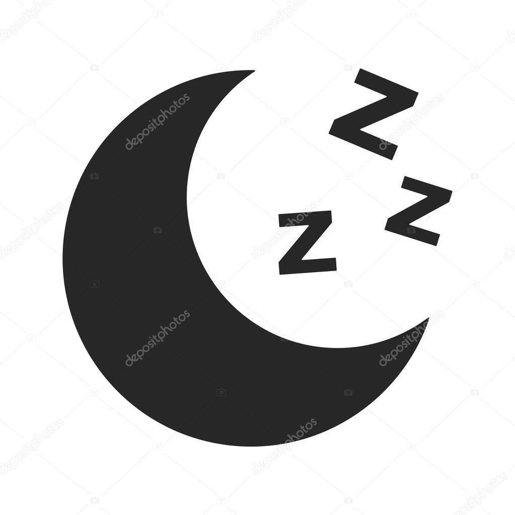 Crescent moon and zzz silhouette icon. Night and sleep. Editable vector.