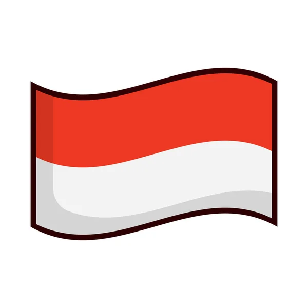 平面设计飘扬的印度尼西亚国旗图标 可编辑矢量 — 图库矢量图片