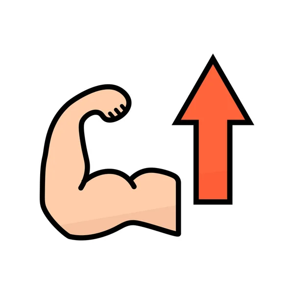 Aumento Fuerza Muscular Bíceps Icono Entrenamiento Muscular Vector Editable — Vector de stock