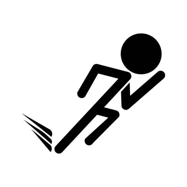 Icono Silueta Persona Corriendo Carrera Corta Distancia Vector Editable — Archivo Imágenes Vectoriales