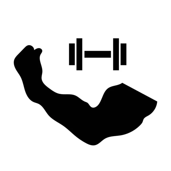 Enlarged Biceps Silhouette Dumbbell Silhouette Icon Editable Vector — Stock Vector