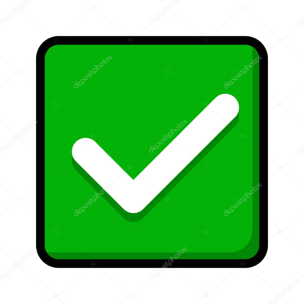Flat design green square checkbox icon. Editable vector.