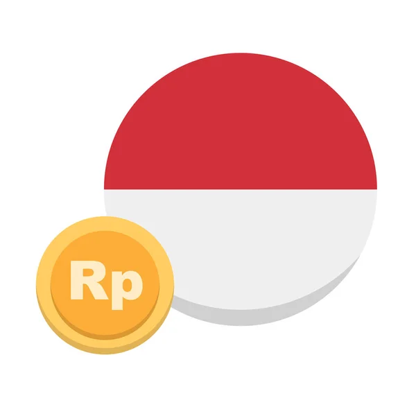 Круглий Індонезійський Прапор Індонезійська Рупія Монета Відповідний Вектор — стоковий вектор