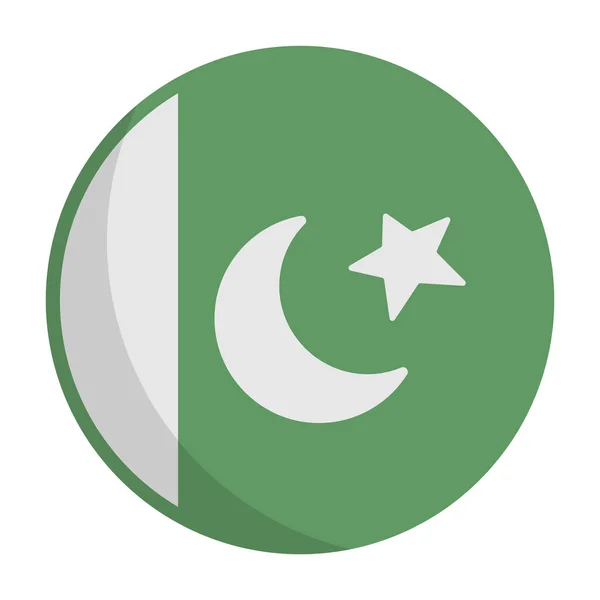 Diseño Plano Redondo Bandera Paquistaní Bandera Pakistán Vector Editable — Vector de stock