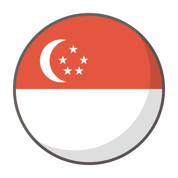 Ikon Bendera Bulat Desain Datar Singapura Vektor Yang Dapat Diedit - Stok Vektor