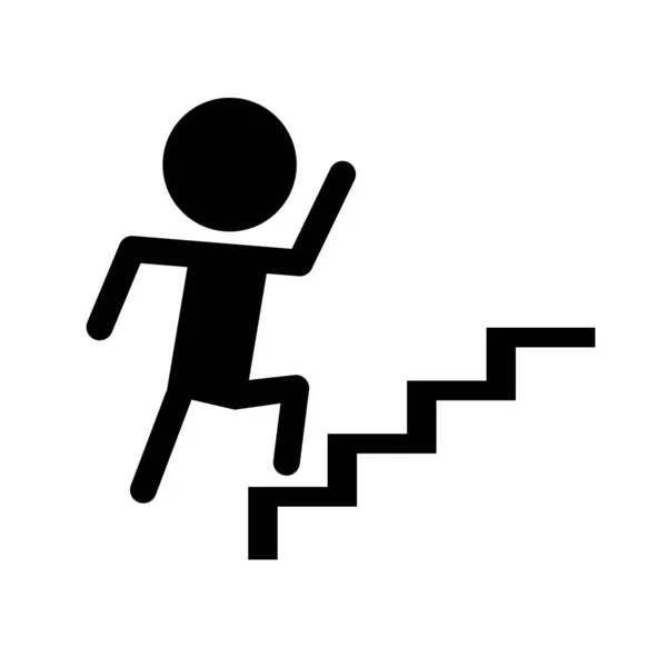 Люди Спешат Вверх Лестнице Икона Силуэта Редактируемый Вектор — стоковый вектор