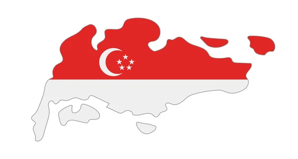 Peta Singapura Tentang Desain Bendera Vektor Yang Dapat Diedit - Stok Vektor