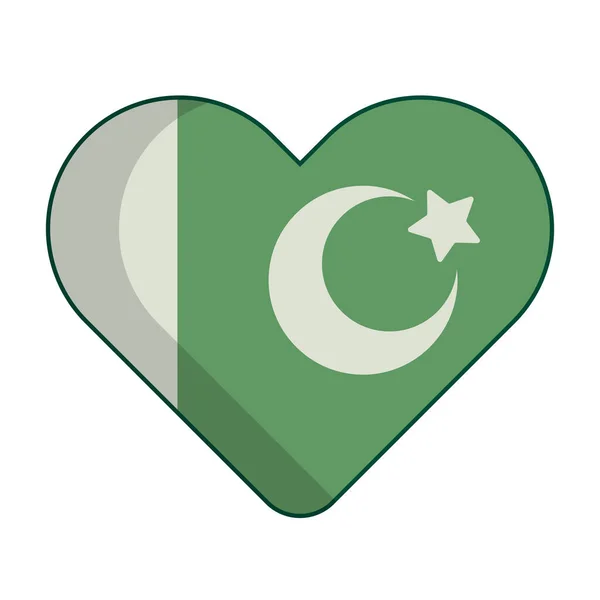 心形的巴基斯坦国旗图标 巴基斯坦的爱国心可编辑矢量 — 图库矢量图片