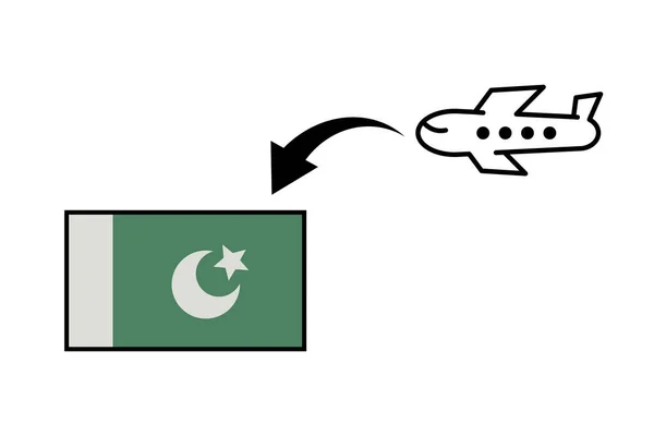 Res Till Pakistan Pakistansk Flagga Och Flygplan Redigerbar Vektor — Stock vektor
