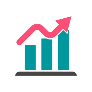 Büyüyen çubuk grafik simgesi. Yükselme. Düzenlenebilir vektör.