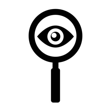 Büyüteç ve göz silueti simgesi. Doğrulandı. Tamam. Düzenlenebilir vektör.