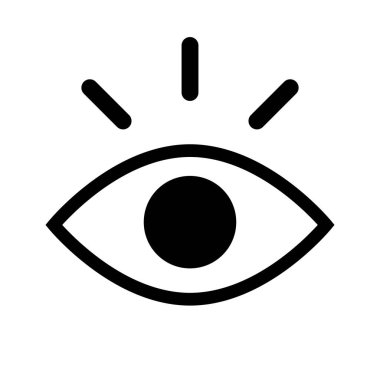 Patlak göz ikonu. Dikkat ve vurgu. Tepki gösteren göz. Düzenlenebilir vektör.