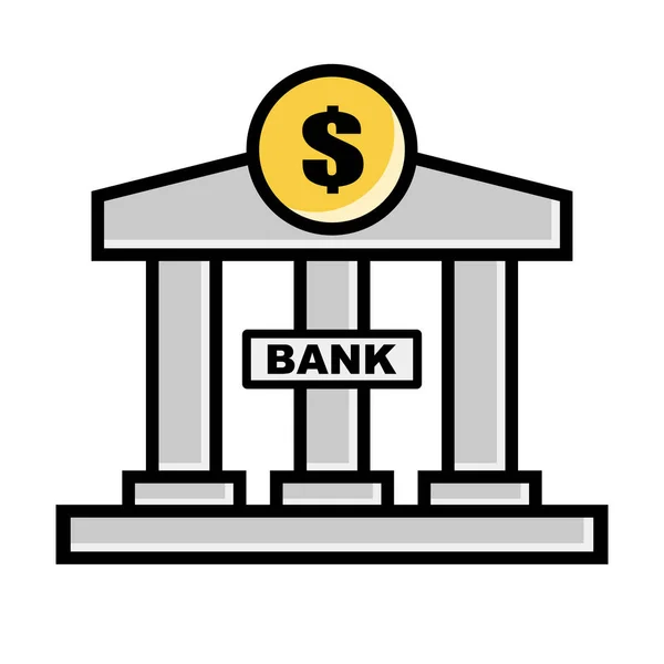 Flat Design Bank Icon Financial Institution Editable Vector — Vetor de Stock