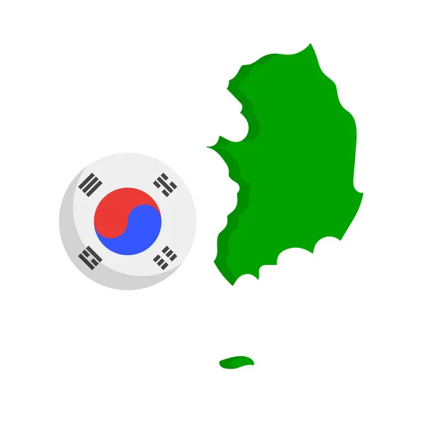 Runde Koreanische Flagge Und Koreanische Landkarte Editierbarer Vektor — Stockvektor